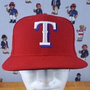 Texas Rangers MLB coach issued Tim Hyers red & white fitted 7 1/4 baseball hat
